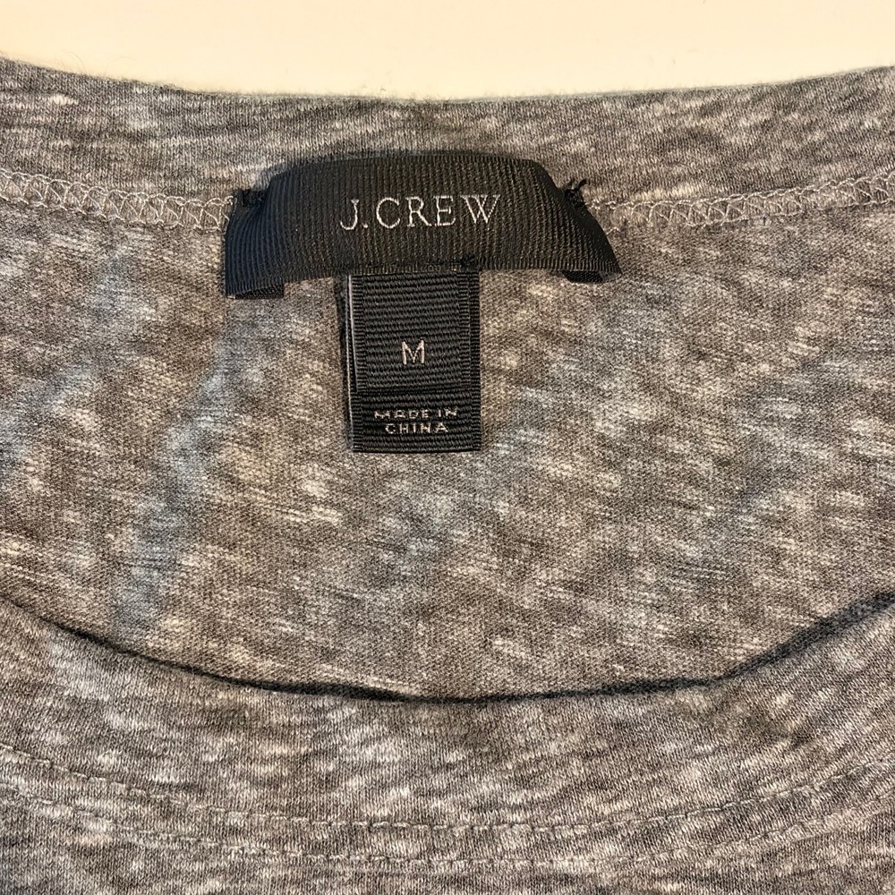 J Crew Vintage Flamingo Bird Sequin Womens Tee Size M Gray Preppy Summer Coastal - Picture 5 of 9